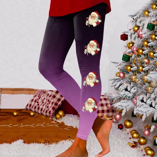 MKLEKYY Leggings deportivos push up para mujer, leggings para entrenamiento, leggings con estampado navideño, pantalones de bloques de color, leggings elásticos suaves 3687