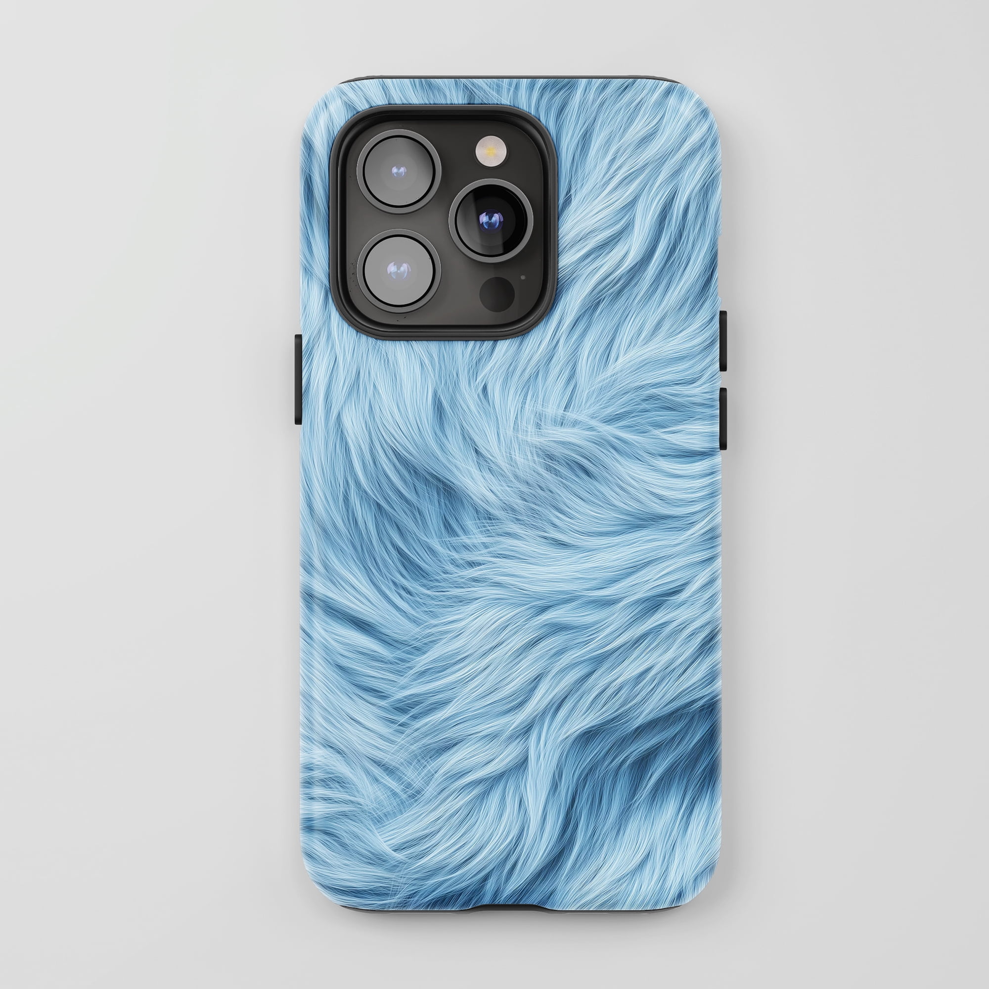 Furry Texture For iPhone Protective Phone Case Cute Soft Aesthetic Baby Blue
