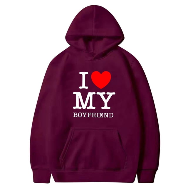 Mode Saint-Valentin Couple Imprimé à Capuche Mode Polaire Poche Chandail Manteau