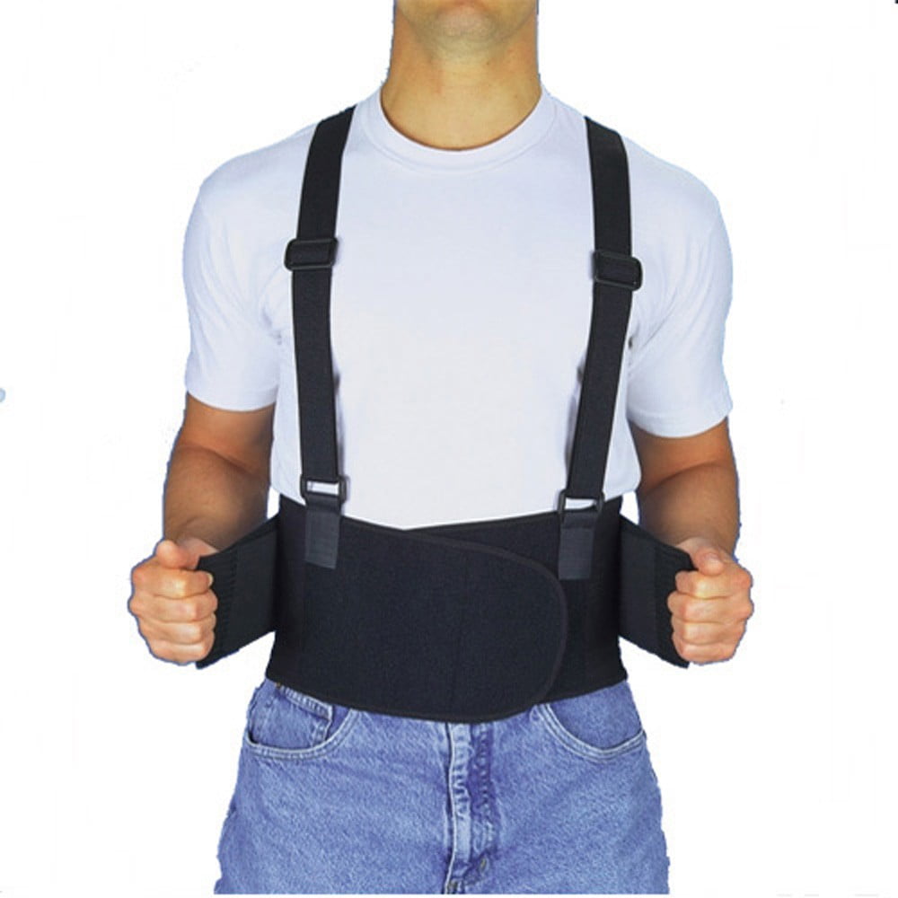 Back Brace - Industrial Back Support With Shoulder Straps - Large