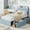 Blue, variant on Twin Size Bed Frame with Storage Drawers & Bookcase Headboard, Boucle Platform Bed, Noise-Free, No Box Spring Needed, Beige