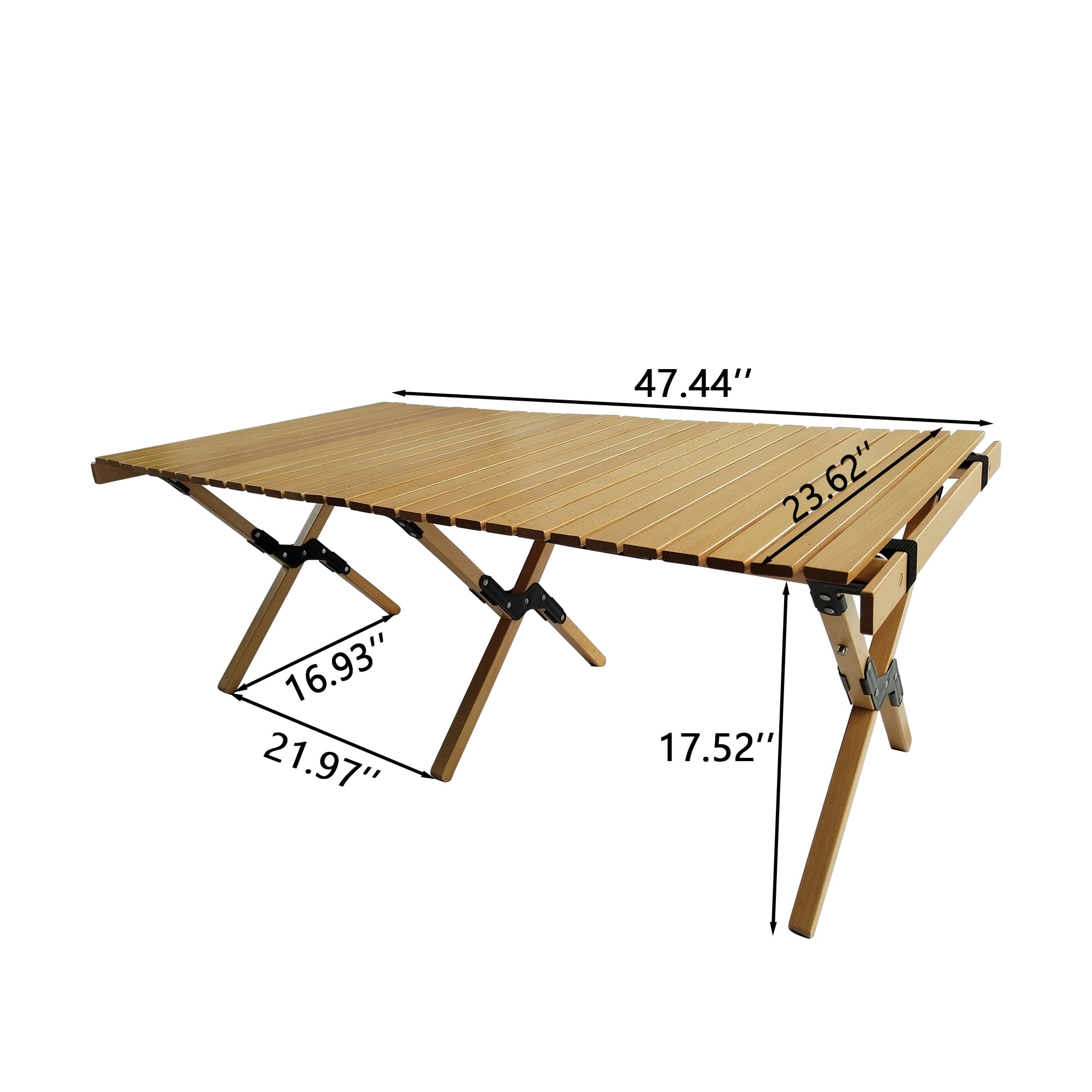 Multifunctional Folding Table, Portable Wooden Outdoor Dining Table for Camping Backyard Party, Natural
