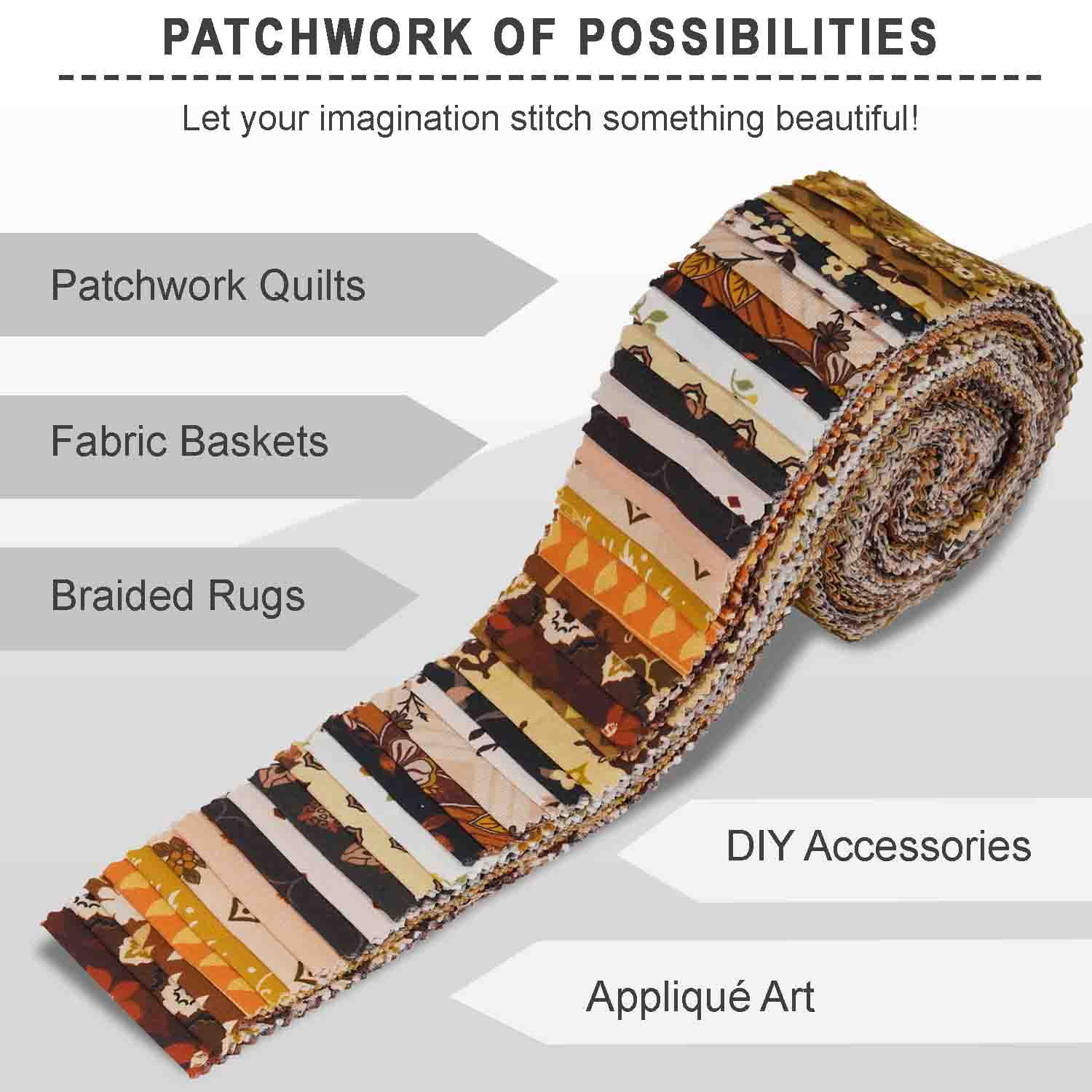 Jelly Roll Fabrics for Quilting 40 Strip 2.5" Cotton Strips Bundles, Perfect Quilting Fabric for Craft Project, Precut Quilt Fabirc, Cotton Strips for Home Dcor, Blanket, Rugs - Earthy Elegance