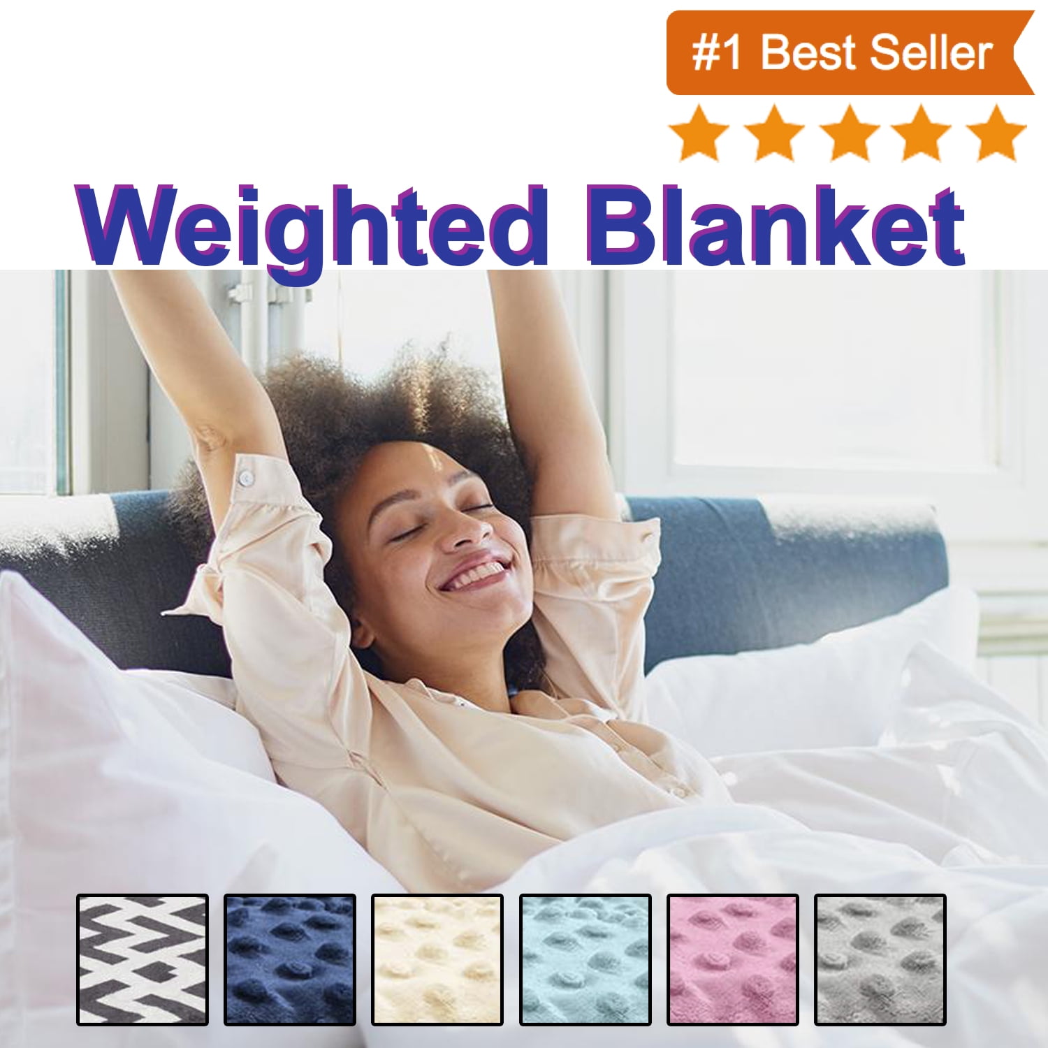 Weighted Blanket 15 LBS | Light Grey Cotton Blanket + Pink Minky Cover