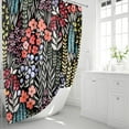 thumbnail image 2 of Extra Long Shower Curtain 72 x 84 Inch, Tall Cute Floral Shower Curtain for Bathroom, Colorful Wildflower Boho Cottagecore Fabric Shower Curtain Set with Hooks, Black, 2 of 6