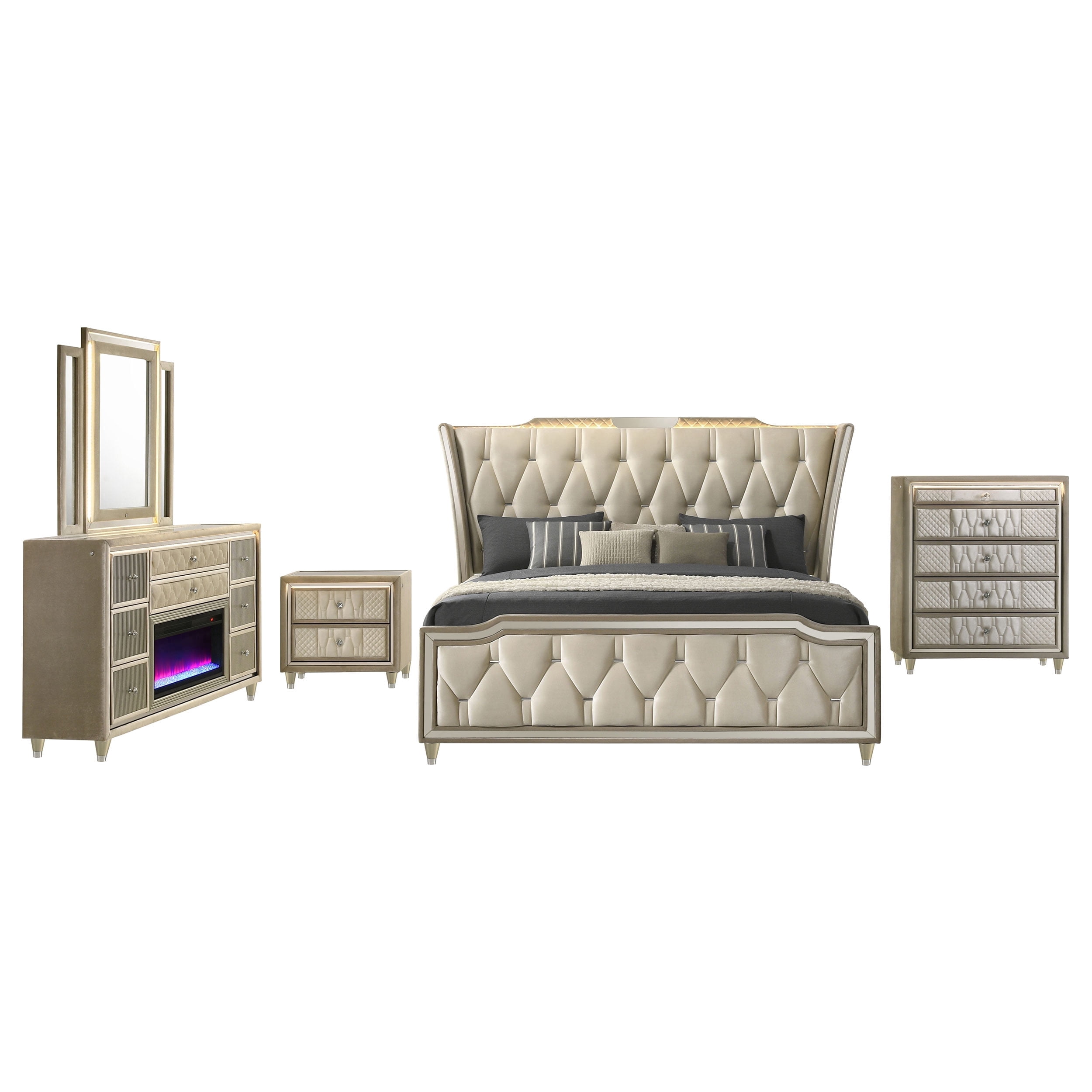Antonella 5-piece Eastern King Bedroom Set Ivory - Walmart.com