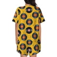 thumbnail image 6 of Daiia Retro Vinyl Records Pattern Womens Pajama Sets Short Sleeve Pajamas for Women Sets Soft Lounge Sets Casual Round Neck Sleepwear PJS-Large, 6 of 7