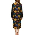 thumbnail image 2 of Xoenoiee Pumpkin Bat Moon Star Print Women Long House Coat Halloween Zipper Front Robes Full Length Nightgowns with Pockets Loungewear Bathrobe, S, 2 of 6
