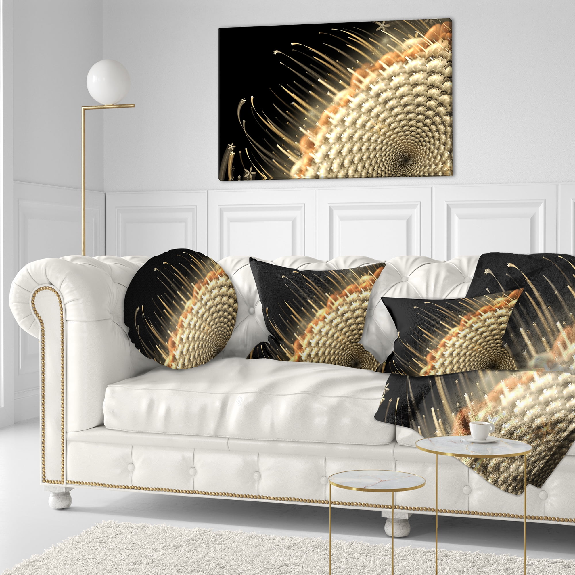 Designart Brown Fractal Flower Pattern - Floral Throw Pillow - 12x20