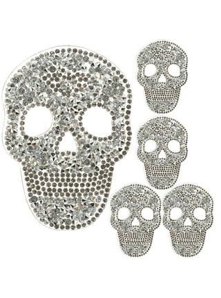 5PCS 5 Colors Skull Glass Rhinestone Beaded Patch 2x2.4 inch Cloth Sew on  Appliques Handicraft Beaded Skeleton Patches Big Rhinestones Applique  Patches for Clothes Dress Hat Jeans 