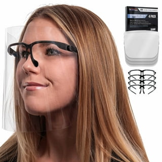 Face Shield with Glasses 4 Pack，Anti-Fog Clear Face Mask Shield