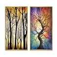 thumbnail image 2 of Designart "Evening Glow Amidst the Forest Trees" Landscape Trees Framed Wall Art Set Of 2 - Traditional Yellow Framed Wall Art Set Of 2, 2 of 6