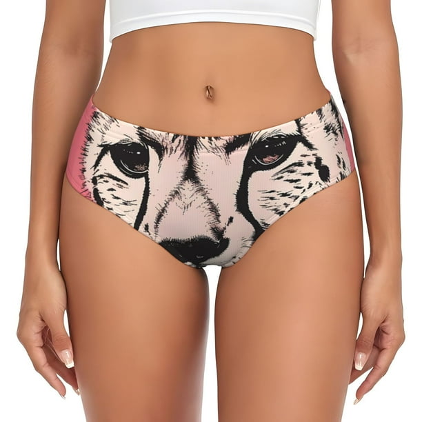 Fotbe Pink Cheetah Art Calzones Estampados para Mujer – Ropa Interior de Algodón, Cómoda, Suave y Elástica-Medium