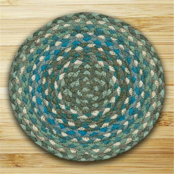 Earth Rugs 46-419 Round Miniature Swatch- Sage- Ivory and Settlers Blue