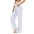 thumbnail image 4 of WILLBEST Pantalones Casuales de Pierna Ancha para Mujer, Pantalones Deportivos de Yoga Holgados de Cintura Alta con Cordón Y Bolsillos, Pantalones Cómodos para Uso Diario. Mediana, 4 of 6
