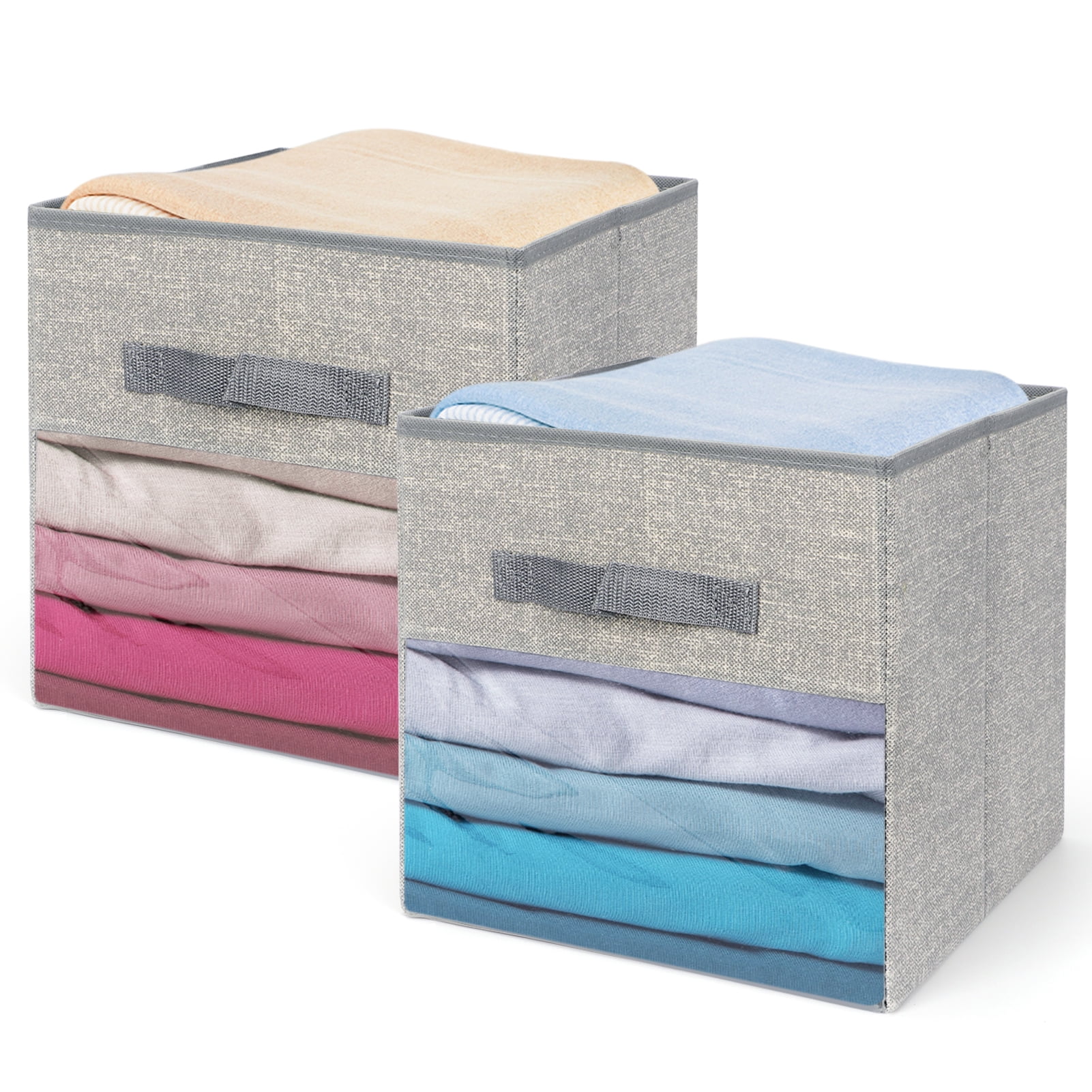 11 Inch Fabric Cube Organizer,WWW Foldable Cube Storage Bins Basket