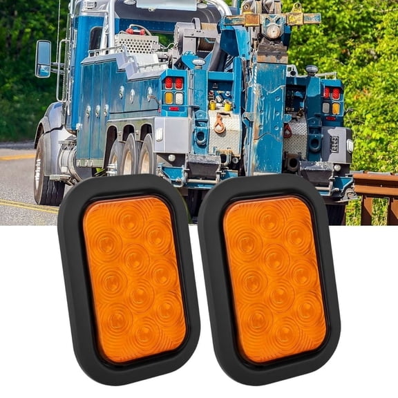 Nilight 5” X 3” Rectangular Trailer Tail Light 2Pcs Amber 10Led Turn Signal Light IP67 Waterproof w/Flush Mount Grommets Plugs for 12V Truck ATV UTV Trailer Bus RV Camper