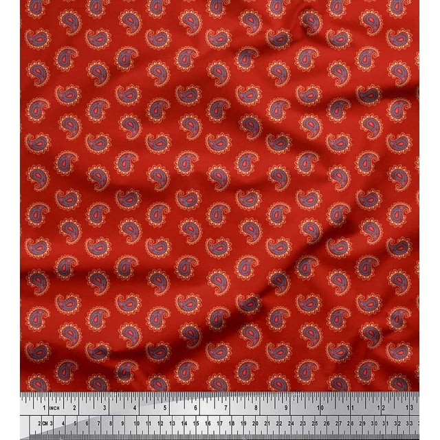 Soimoi Rayon Fabric Artistic Paisley Printed Fabric 1 Yard 56 Inch Wide