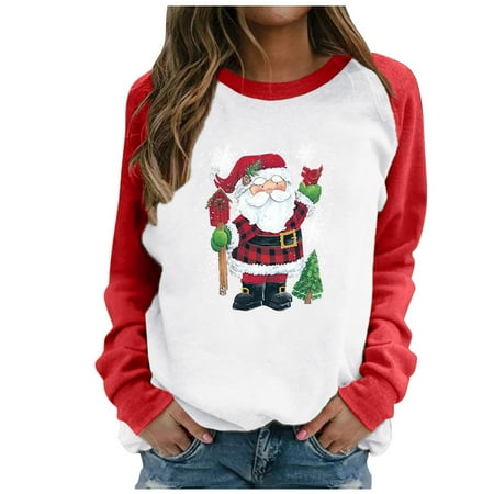

KmaiSchai Tshirt For Women Christmas Long Blouse Casual Top Round Neck Women S Print Sleeve Shirt Pullover Women S Blouse Hummingbird Pajamas For Women V Neck T Shirt