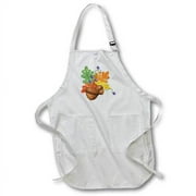 3dRose Autumn Acorn Design, Full Length Apron, 22 by 30-inch, White, With Pockets