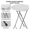 thumbnail image 2 of Ktaxon 23.5" Round  Folding Bar Table, High Top HDPE Matrial Table for Indoor Outdoor Party Restaurants Wedding Commercial Event, Whtie, 2 of 8