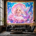 thumbnail image 6 of Mermaid on Shell Throne with Underwater Fantasy, Whimsical Illustration for Kids & Teens, Sea Life Art Decor, Birthday Gift, Tapestry Wall Hanging for Bedroom and Nursery, 6 of 7