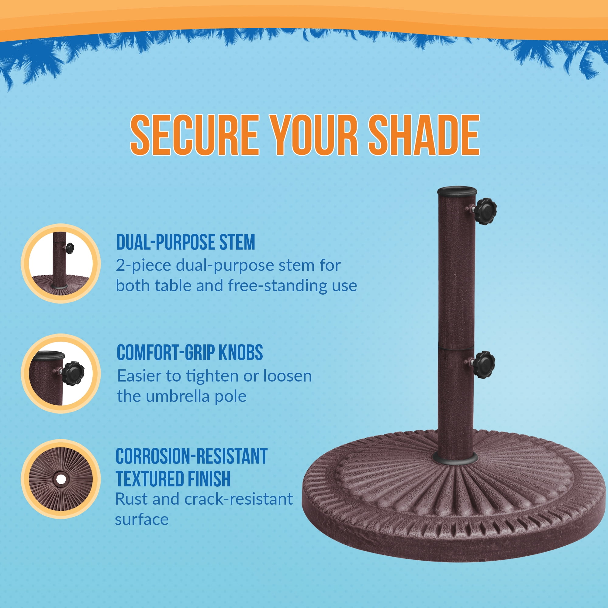 Blue Wave 66-lb Weather-Resistent Umbrella Base in Bronze Resin Finish