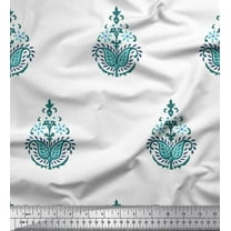 Soimoi Crepe Silk Fabric Floral & Paisley Block Fabric Prints by Yard 42 Inch Wide