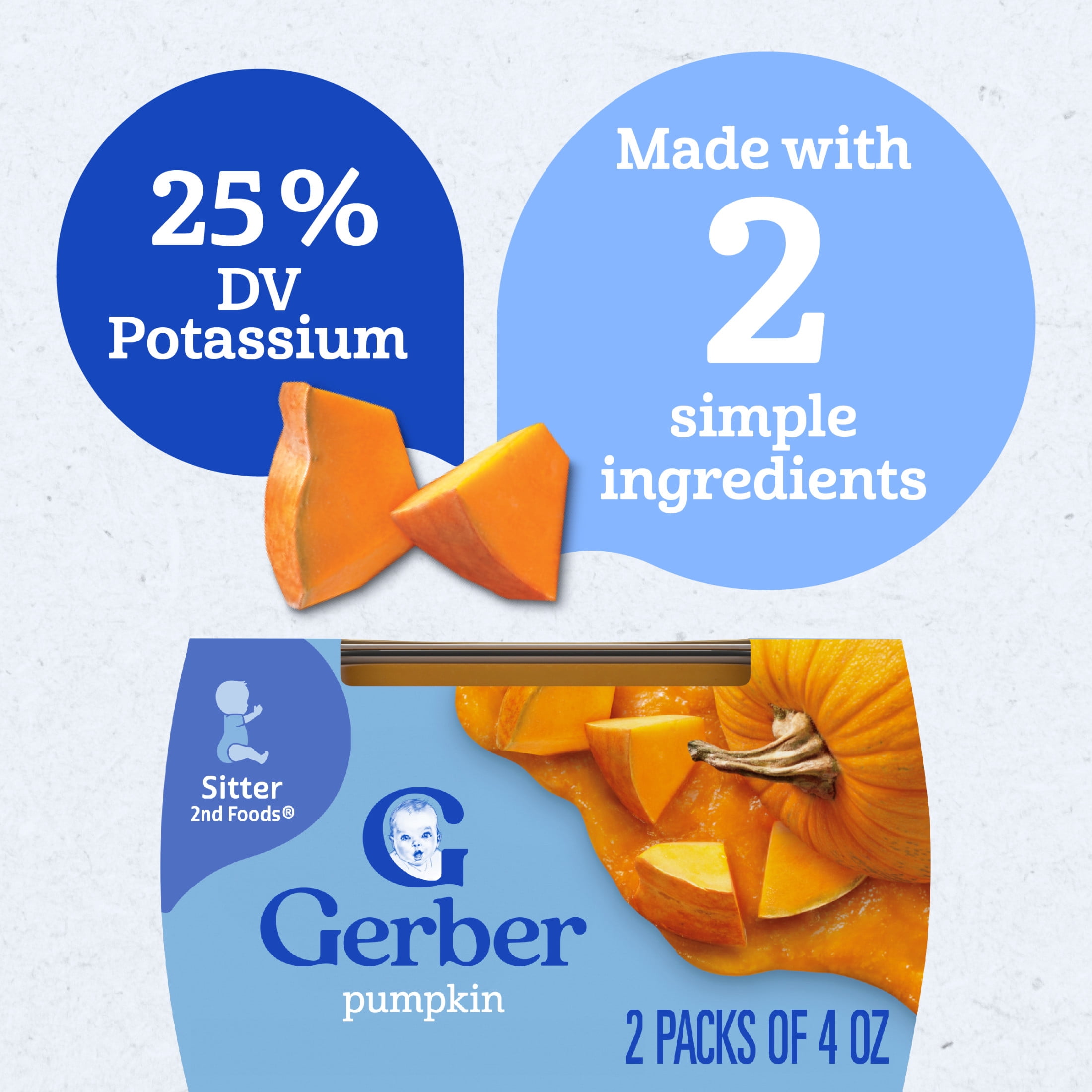 (12 pack) Gerber Stage 2 Baby Food, Pumpkin Puree Tubs, Baby Puree, 2PK 8 oz