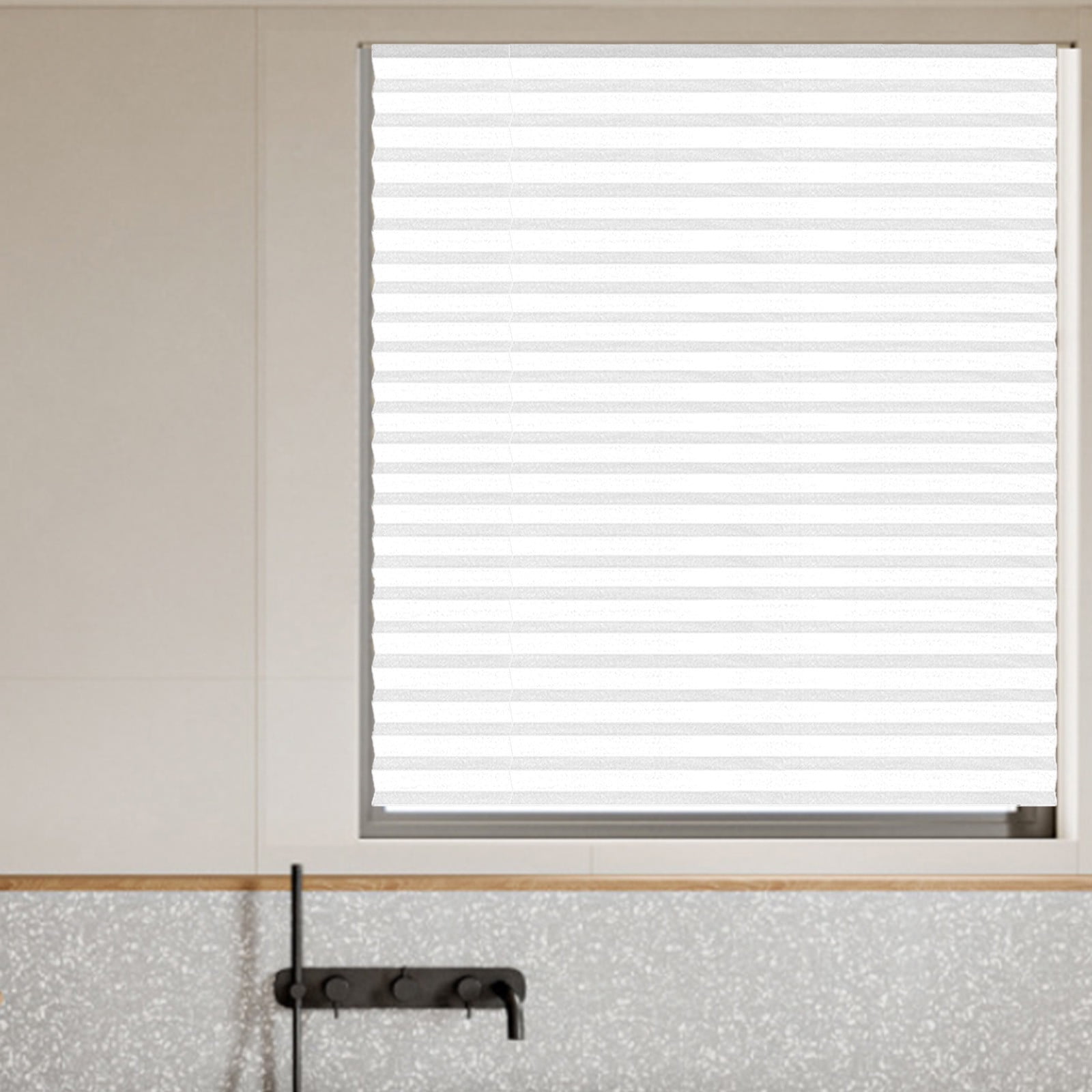 4Pcs Window Blinds Cordless Blackout No Drill Cut to Size Clip On Stick On Self Adhesive Temporary Blinds Pleated Paper Blinds for Windows Doors Shades for Home Nursery Bedroom Kitchen Bathroom