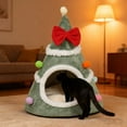 thumbnail image 4 of Christmas Tree Pet Bed Cave - Cozy Fabric Cat House with Anti- Bottom for Indoor Cats & Small Dogs, Machine Washable Holiday Pet Tent with Removable Cushion, 4 of 5