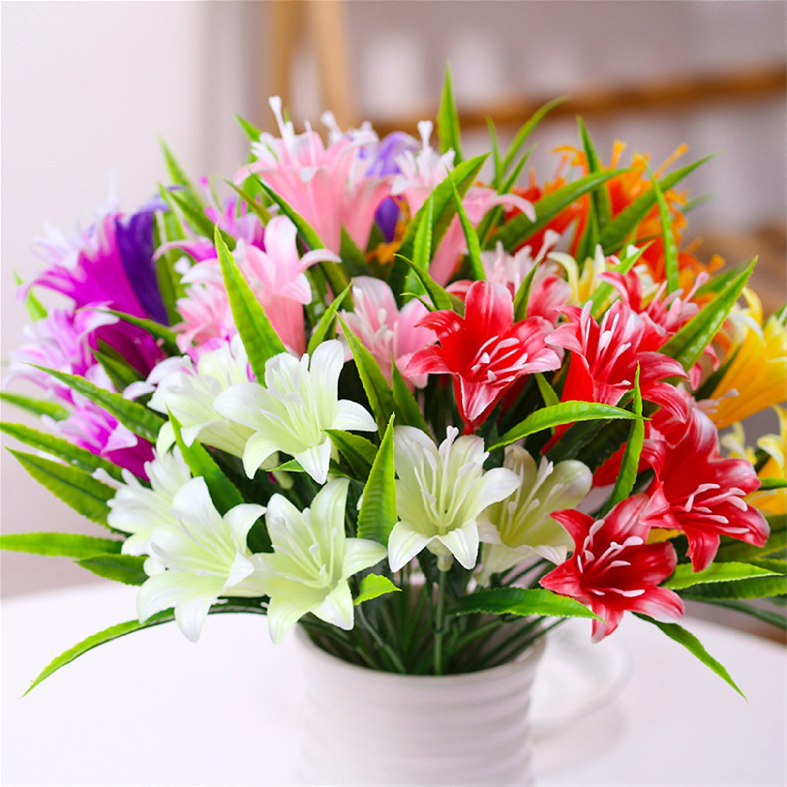 HCTSHG Lily Flower Artificial Flower Potted Decoration Wedding Decoration Dry Flower Decoration Artificial Artificial Artificial Flower