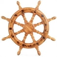 thumbnail image 3 of Nautical Wooden Ship Wheel Handcrafted Premium Heavy Wall Decor Accents & Sculptures | Rustic Primitive Antique Finish | Wall Hanging Ideas | Maritime Captain's Ocean Themed Gifts (Ochre) (18 Inches), 3 of 5