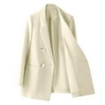thumbnail image 2 of Yigetop Spring Blazer Women 2025 Women's Casual Solid Color Suit Jacket Lapel Keep Warm and Slim Loose Long Sleeve Fashion Cardigan Coat Blazer Dress for Women Beige L, 2 of 6