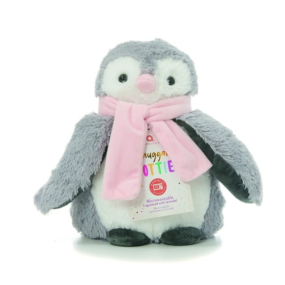 Pingouin Snuggable Hottie Micro-Ondes avec Écharpe Rose