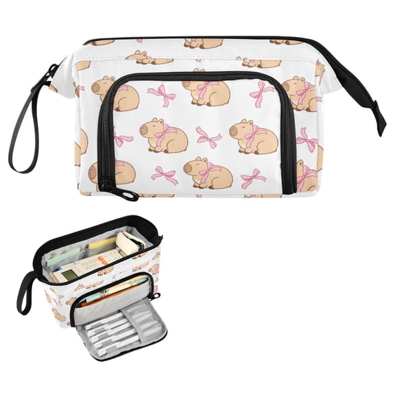 ALAZA Capybara with Bows Pencil Pouch Big Capacity Pencil Case Zipper Organizer Bag