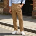 thumbnail image 4 of ZGRBOU Mens Casual Dress Pants Old Money Pleated Baggy Slacks Fall Business Straight Leg Work Trousers with Pockets, 4 of 7