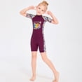 thumbnail image 3 of facefd Combinaison de Plongée Protection pour Filles Maillot de Bain Enfants Manches Courtes Col Rond Dos pour Fermeture Éclair Maillot de Bain Protection Éruption Courte Combinaison de Plongée Rose L Violet m, 3 of 6
