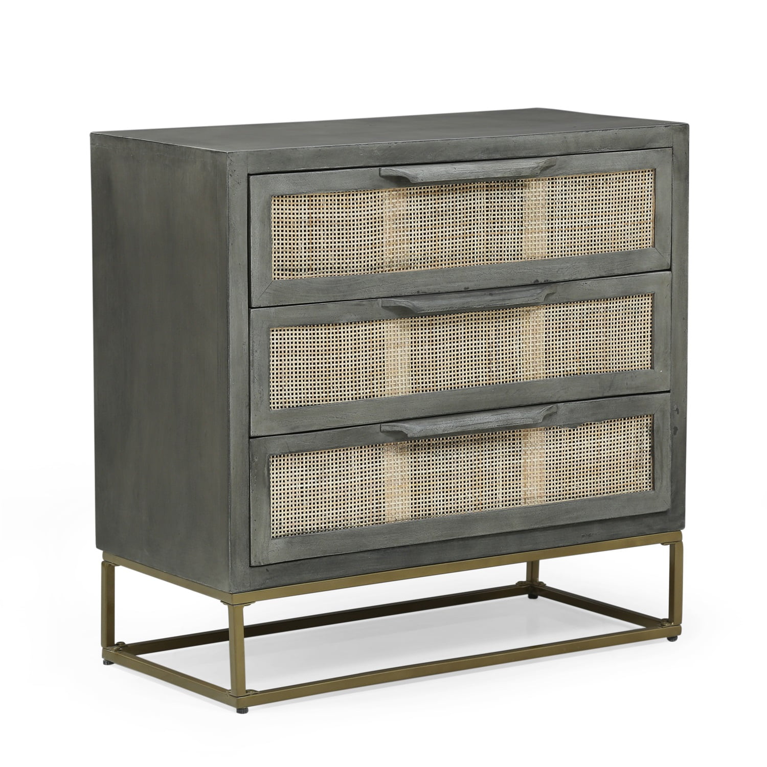 Kadyn Wood 3 Drawer Cabinet, Modern Storage Cabinet with 3 Drawers, Drawer Cabinet for Living Room, Gray and Natural Kadyn Wood 3 Drawer Cabinet, Modern Storage Cabinet with 3 Drawers, Drawer Cabinet for Living Room, Gray and Natural