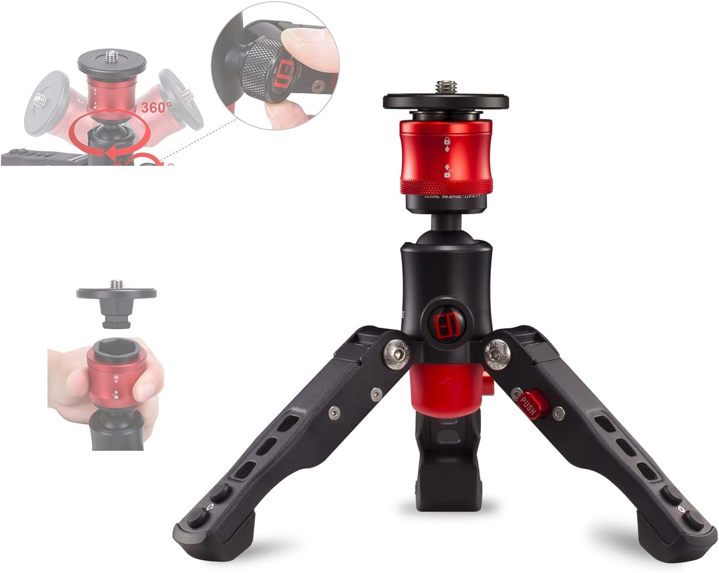 FeiyuTech Aluminum Mini Desktop Tripod V4 – 1/4” Screw, Holds 15.4 Lbs, Folds To 5” 9 thumbnail image