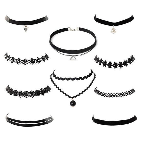 Choker Necklace for Women 12pcs Black Lace Chokers Set