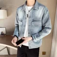 thumbnail image 5 of Chaqueta vaquera con botones de moda para hombre, holgada, informal, vaquera, lujosa, desgastada, de una pieza, precio bajo, talla rock, abrigo vaquero de manga larga para hombre, 5 of 5