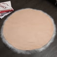thumbnail image 3 of Faux Shag Fluffy Silky Sheepskin Plush Carpet Round Faux Fur Area Rug (4' Diameter,Grey), 3 of 6