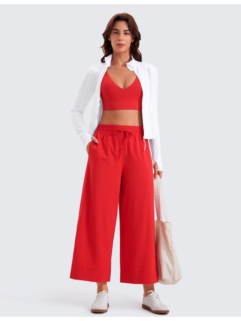 CRZ YOGA Lightweight Wide Leg Cropped Pants for Women 25 Inches