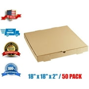 Pizza Box 18" x 18" x 2" - 50/Case Kraft Corrugated Plain / Bakery FREE SHIPPING