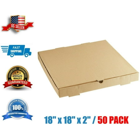 Pizza Box 18" x 18" x 2" - 50/Case Kraft Corrugated Plain / Bakery FREE SHIPPING