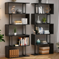 thumbnail image 1 of Librero Organizador y Librero Minimalista con 6 Niveles, libreros Esquinero con 6 Estantes para Exhibición y Almacenaje, Estante para Sala de Madera y Hierro, Negro, 1 of 4