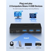 Lemorele USB 3.0 Switch, 2 PCs to Share Multiple Devices, 2-in 5-out KVM Switch, One-button Switching, USB 3.0 Sharing Switcher Hub for Windows/Mac/Linux/Android,Plug & Play