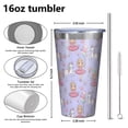 thumbnail image 4 of 16oz Tumblers Princess and Unicorn Pattern Stainless Steel Vacuum Insulated Double Wall Travel Tumbler Cups Mug with Lid and Straw,Cleaning Brush for Coffee,Tea, 4 of 4