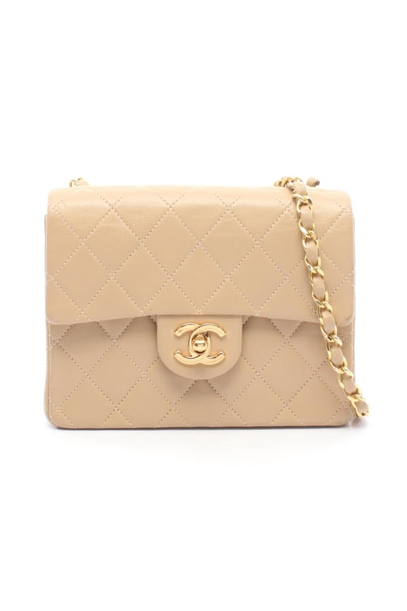 Pre-Owned Chanel Mini Matelass Shoulder Bag/Handbag, Lambskin Leather, Women's, Beige